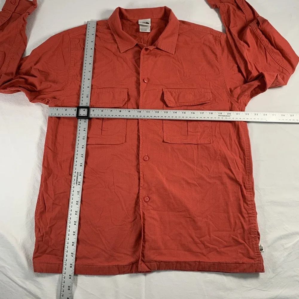 The North Face Men's Size M Orange  Long Sleeve Button Up Camp Shirt Heavyweight
